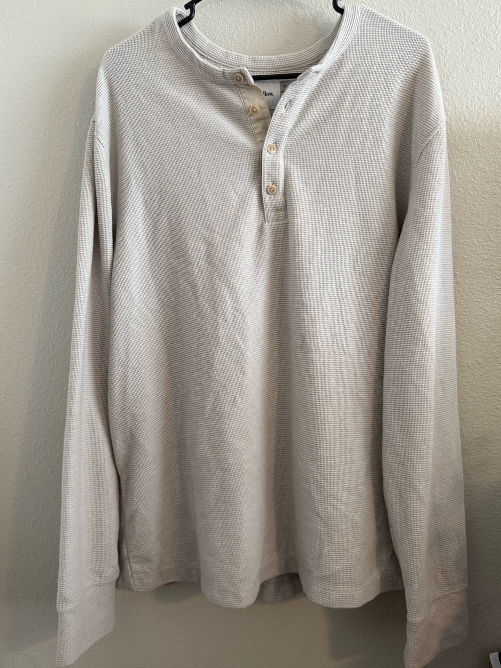 Goodfellow & Co Waffle Knit Henley Cream Long-Sleeve Thermal Shirt Mens XL Layer